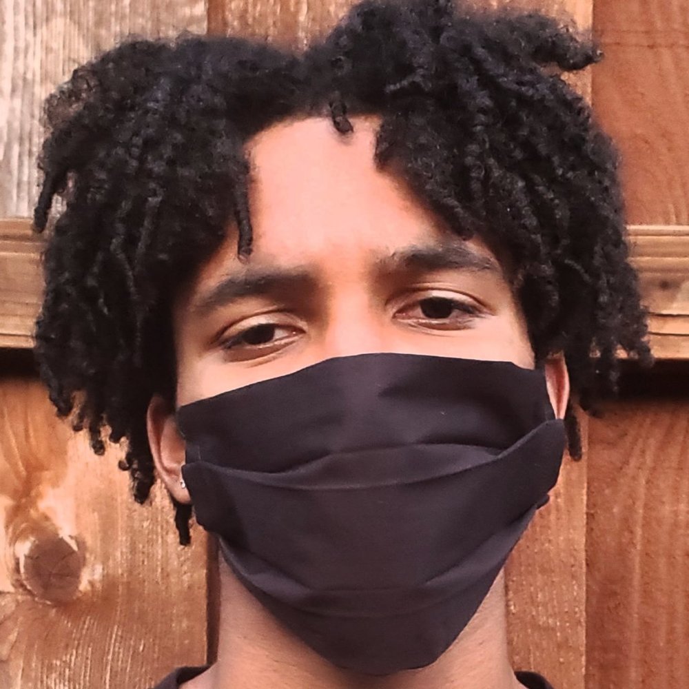 Man Basic Black Handmade Cotton FacMask,Reuse/Wsh